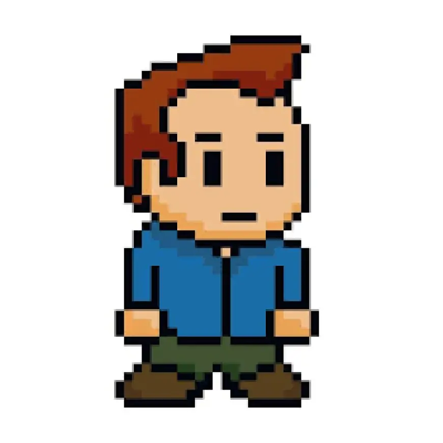 pixelated character
