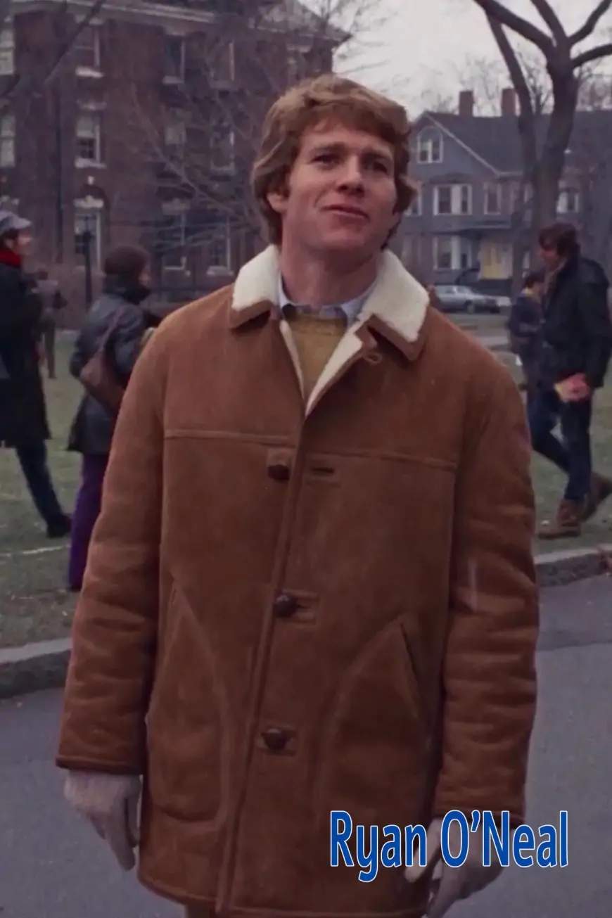  Ryan O'Neal wearing a sheepskin coat in the film Love Story