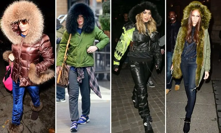 Various celebrities wearing the parka coat