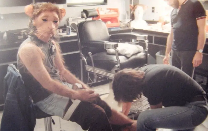 Rick Baker working on Sharon Baird in The Ratboy (1986)
