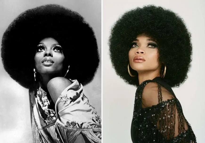2 black women with large afros.