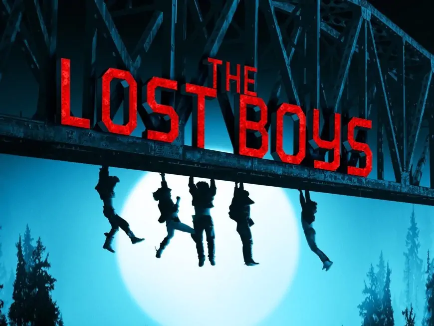 The Lost Boys hanging from bridge