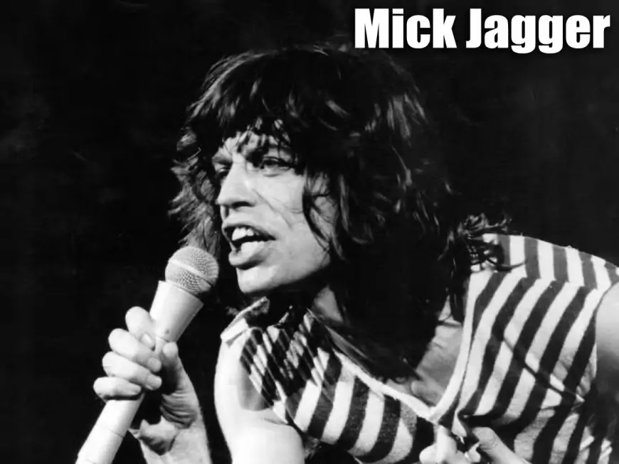 Mick Jagger performing on stage 1980s