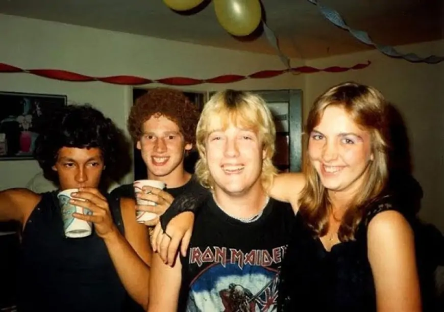Teenagers in the 80s at a party