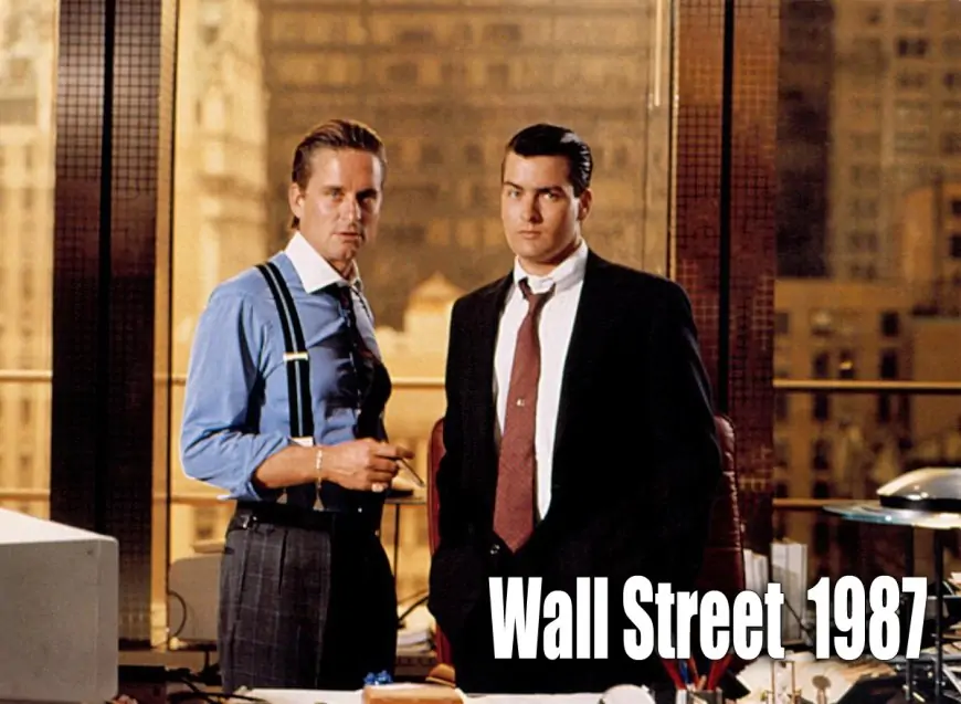 Gordon Gekko with Bud Fox: Wall Street 1987